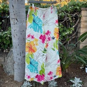 Vacation Wide Leg Pants Tropical Flower Print